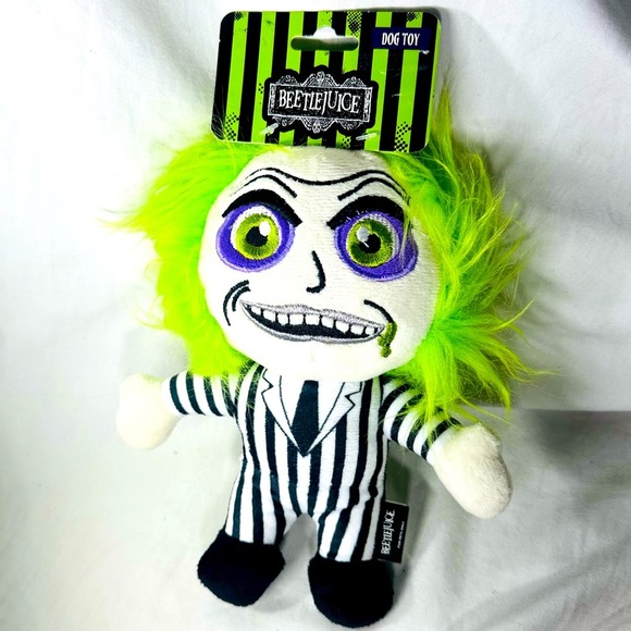 BEETLEJUICE Fetch PLUSH FOR DOGS 9" Pet Squeaky Dog Toy NWT Horror Collectible - Picture 1 of 2